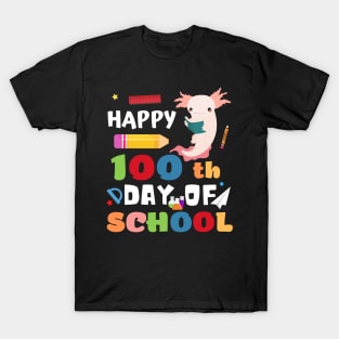 Happy 100th Day of School Axolotl T-Shirt